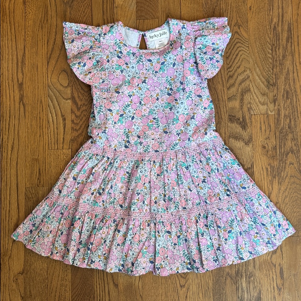 Lucky Jade Pink Floral Kids Dress